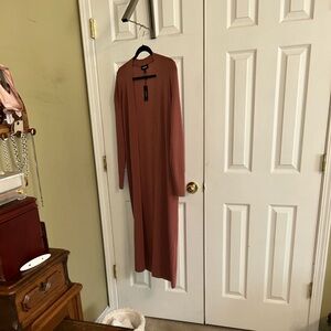 Elegant Long Sleeve Duster in Rust